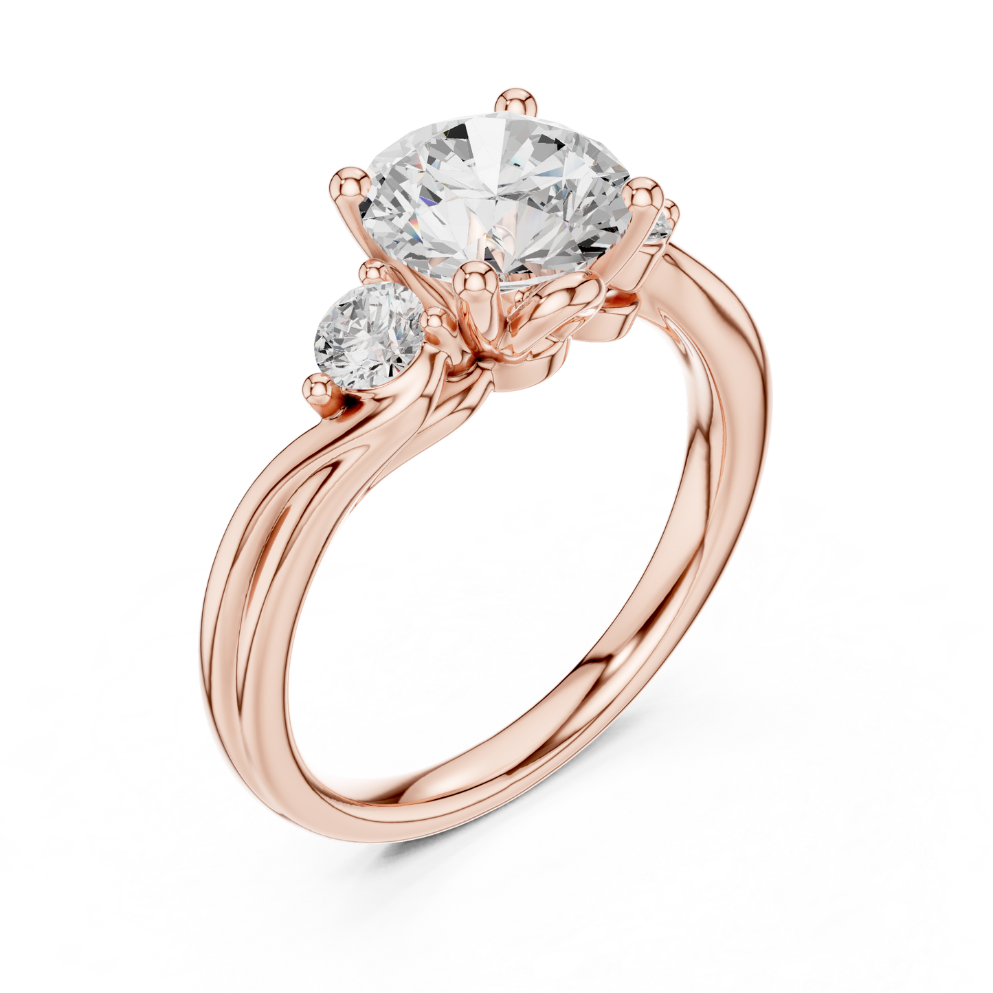 Round Side Stone Lab Grown Diamond Ring