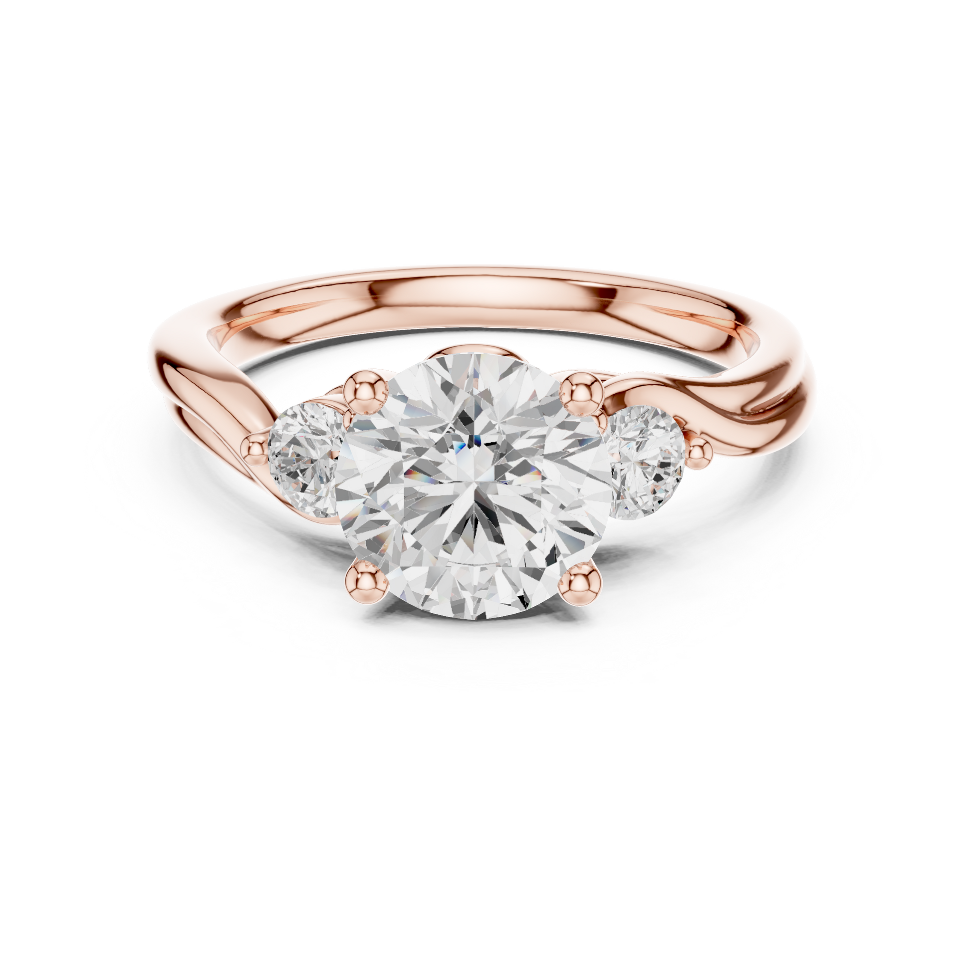 Round Side Stone Lab Grown Diamond Ring