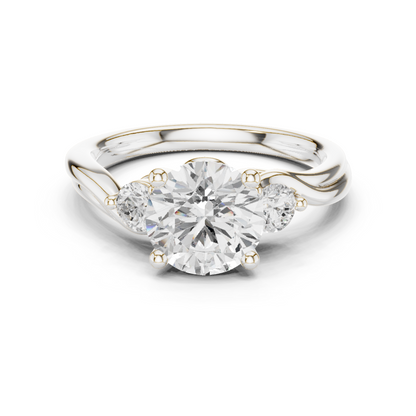 Round Side Stone Lab Grown Diamond Ring