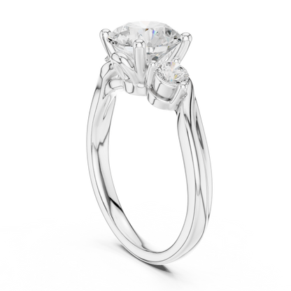 Round Side Stone Lab Grown Diamond Ring