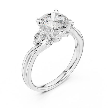 Round Side Stone Lab Grown Diamond Ring