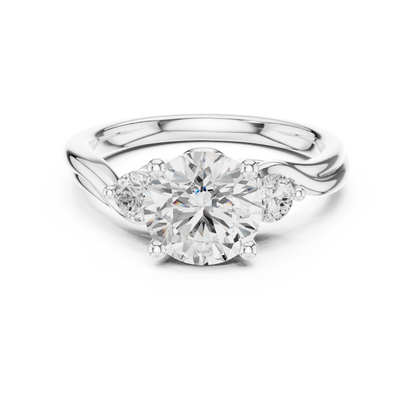 Round Side Stone Lab Grown Diamond Ring