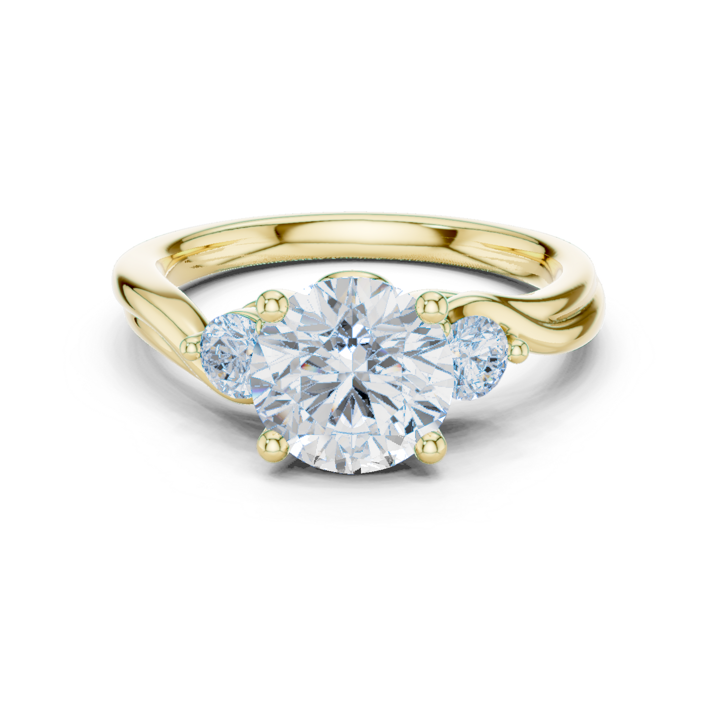 Round Side Stone Lab Grown Diamond Ring