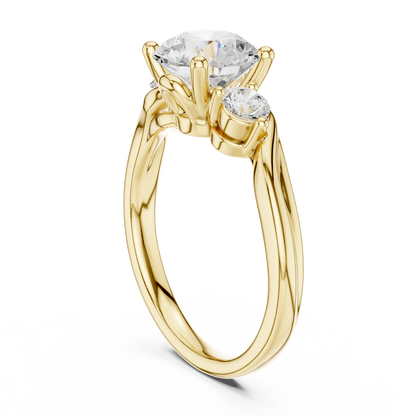 Round Side Stone Lab Grown Diamond Ring