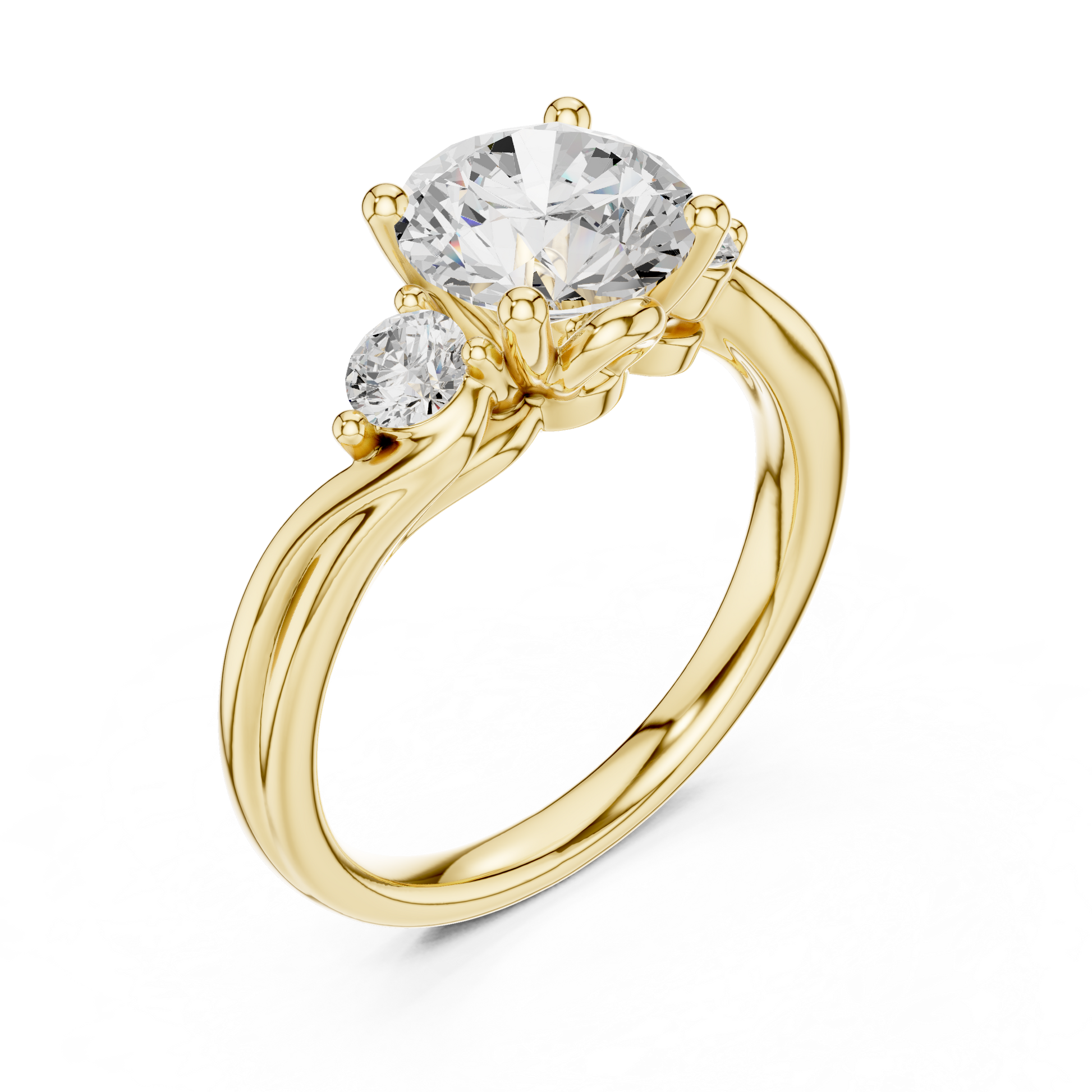 Round Side Stone Lab Grown Diamond Ring