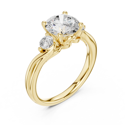 Round Side Stone Lab Grown Diamond Ring