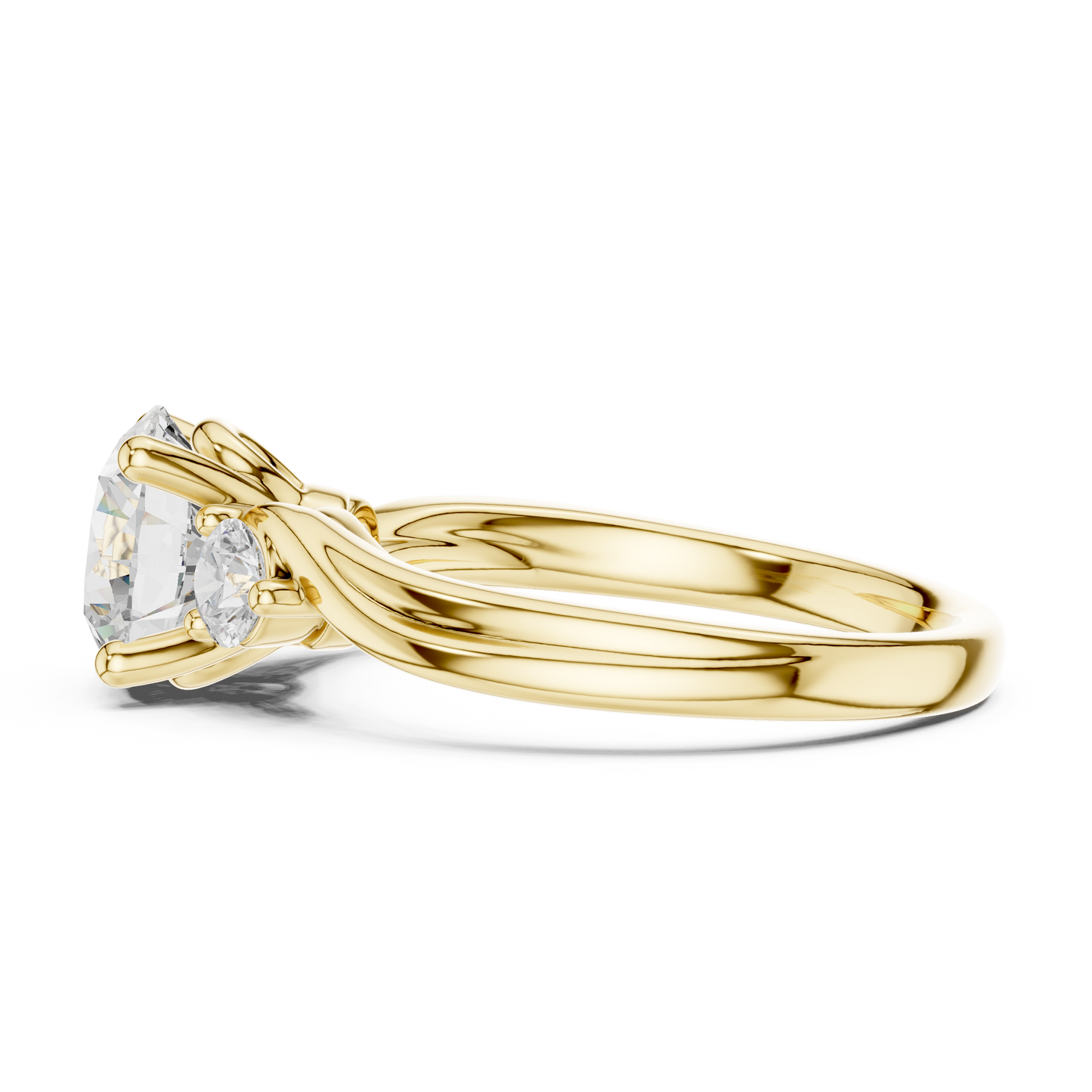 Round Side Stone Lab Grown Diamond Ring
