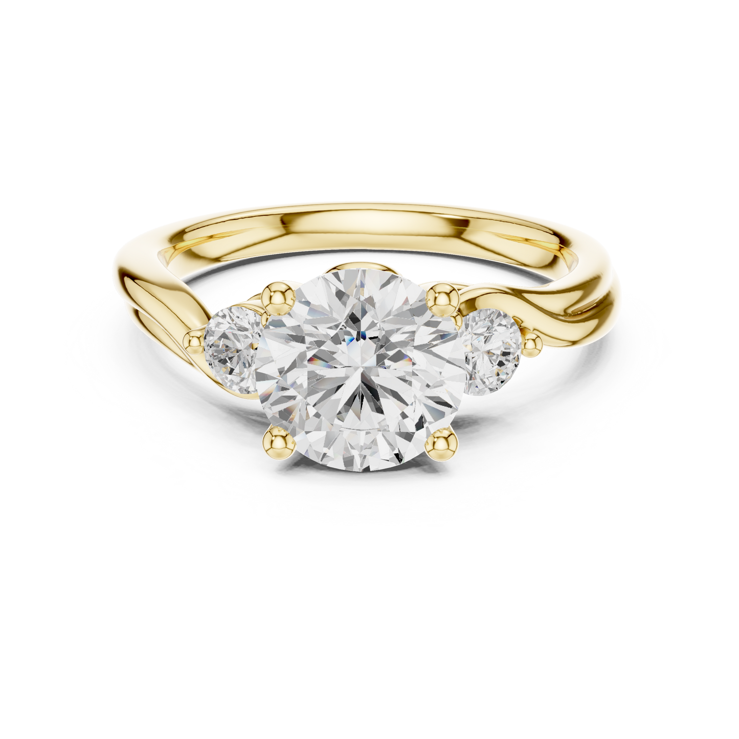 Round Side Stone Lab Grown Diamond Ring