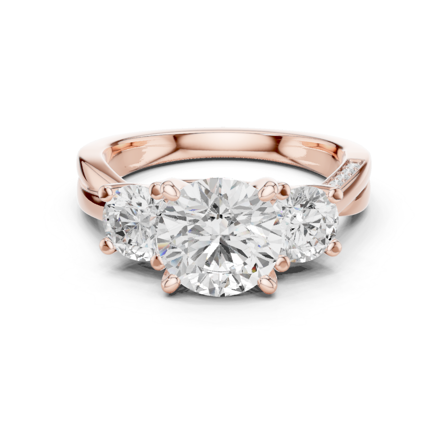 Round Three Stone Lab Grown Diamond Ring