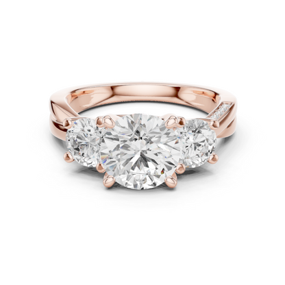 Round Three Stone Lab Grown Diamond Ring