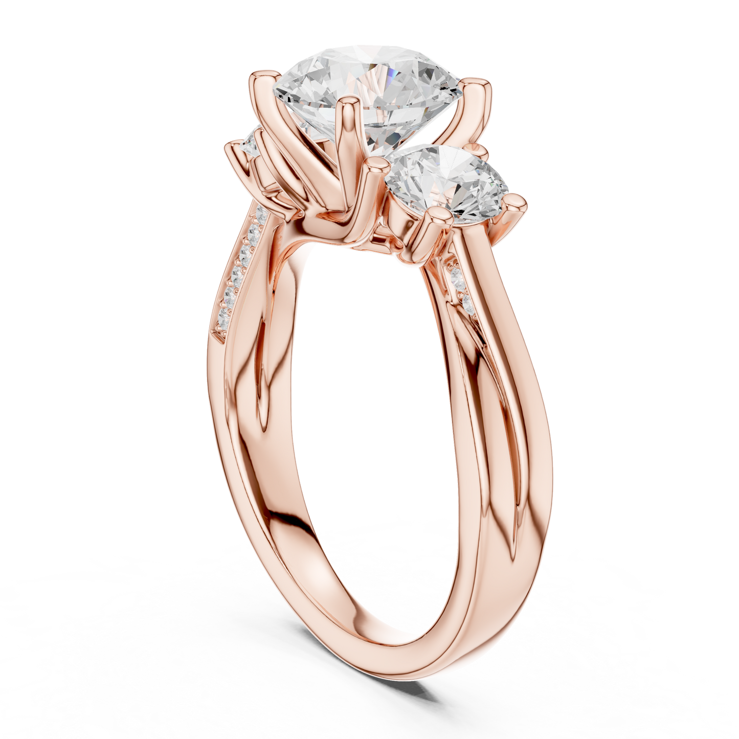 Round Three Stone Lab Grown Diamond Ring