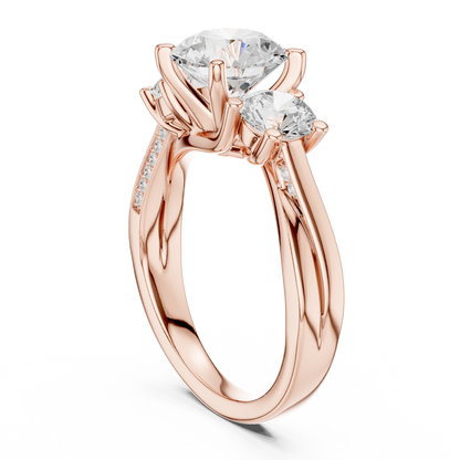Round Three Stone Lab Grown Diamond Ring