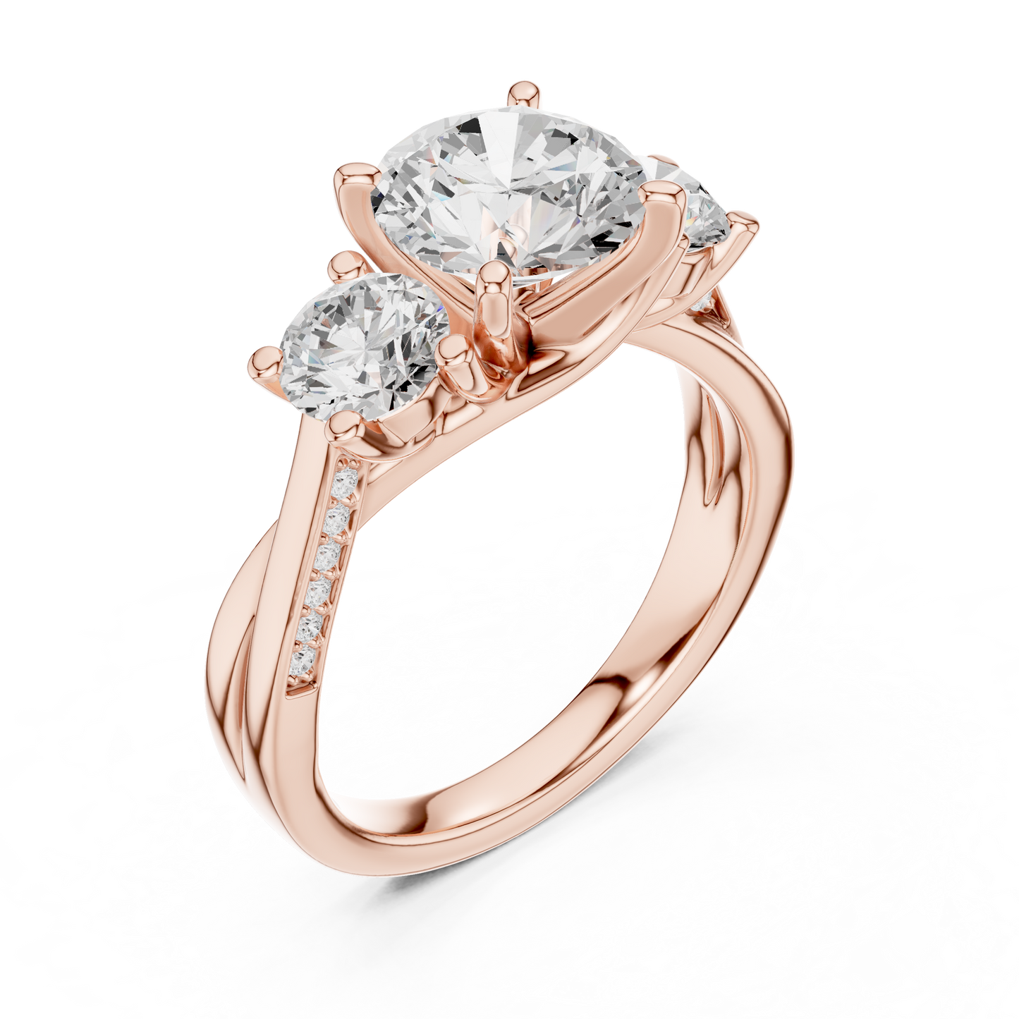 Round Three Stone Lab Grown Diamond Ring