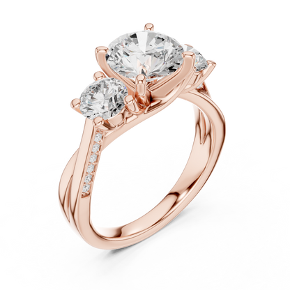 Round Three Stone Lab Grown Diamond Ring