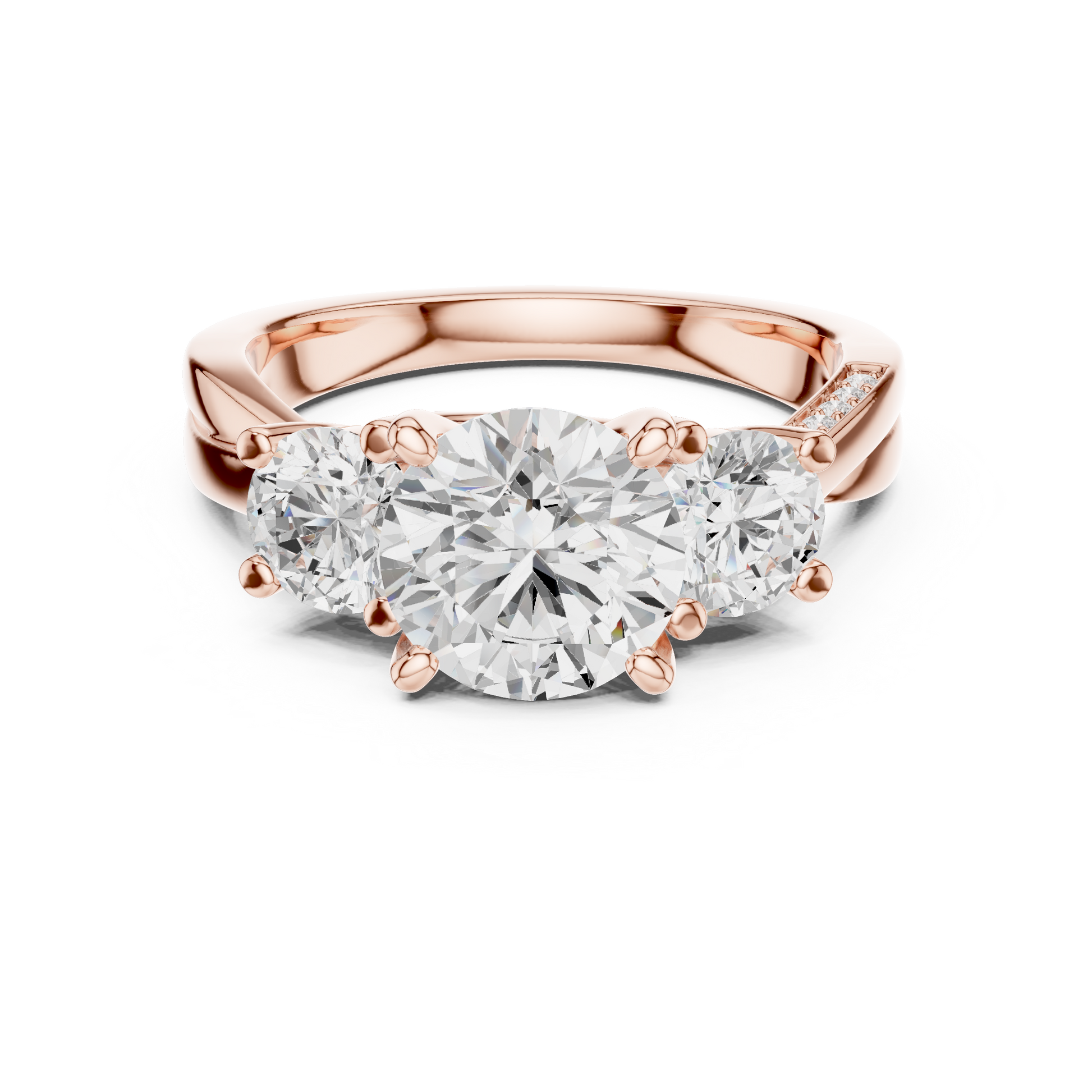 Round Three Stone Lab Grown Diamond Ring