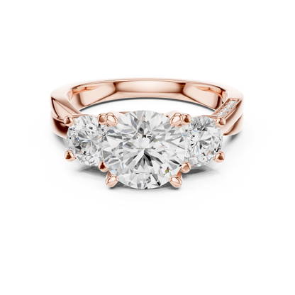 Round Three Stone Lab Grown Diamond Ring