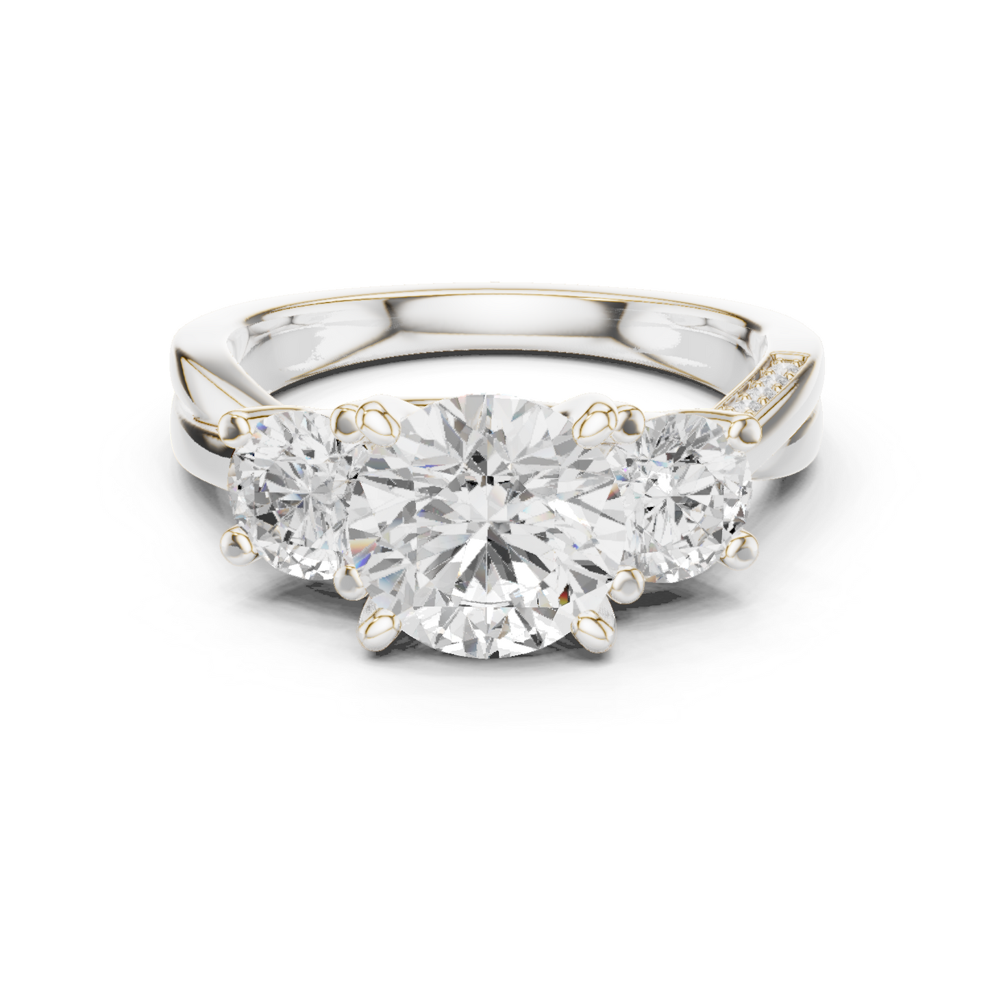Round Three Stone Lab Grown Diamond Ring