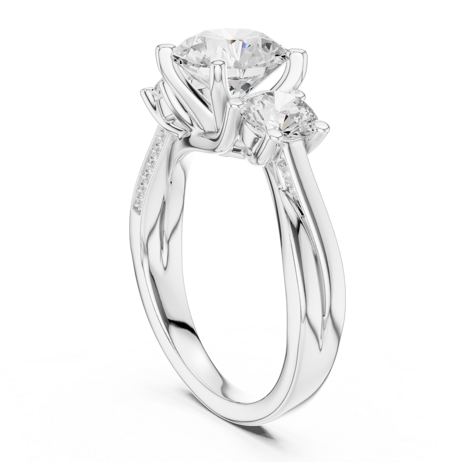 Round Three Stone Lab Grown Diamond Ring