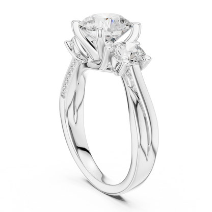 Round Three Stone Lab Grown Diamond Ring