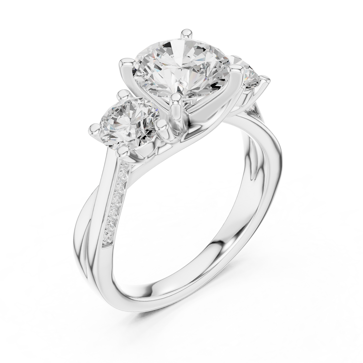 Round Three Stone Lab Grown Diamond Ring