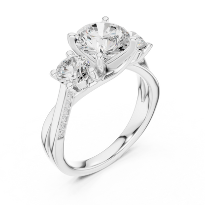 Round Three Stone Lab Grown Diamond Ring