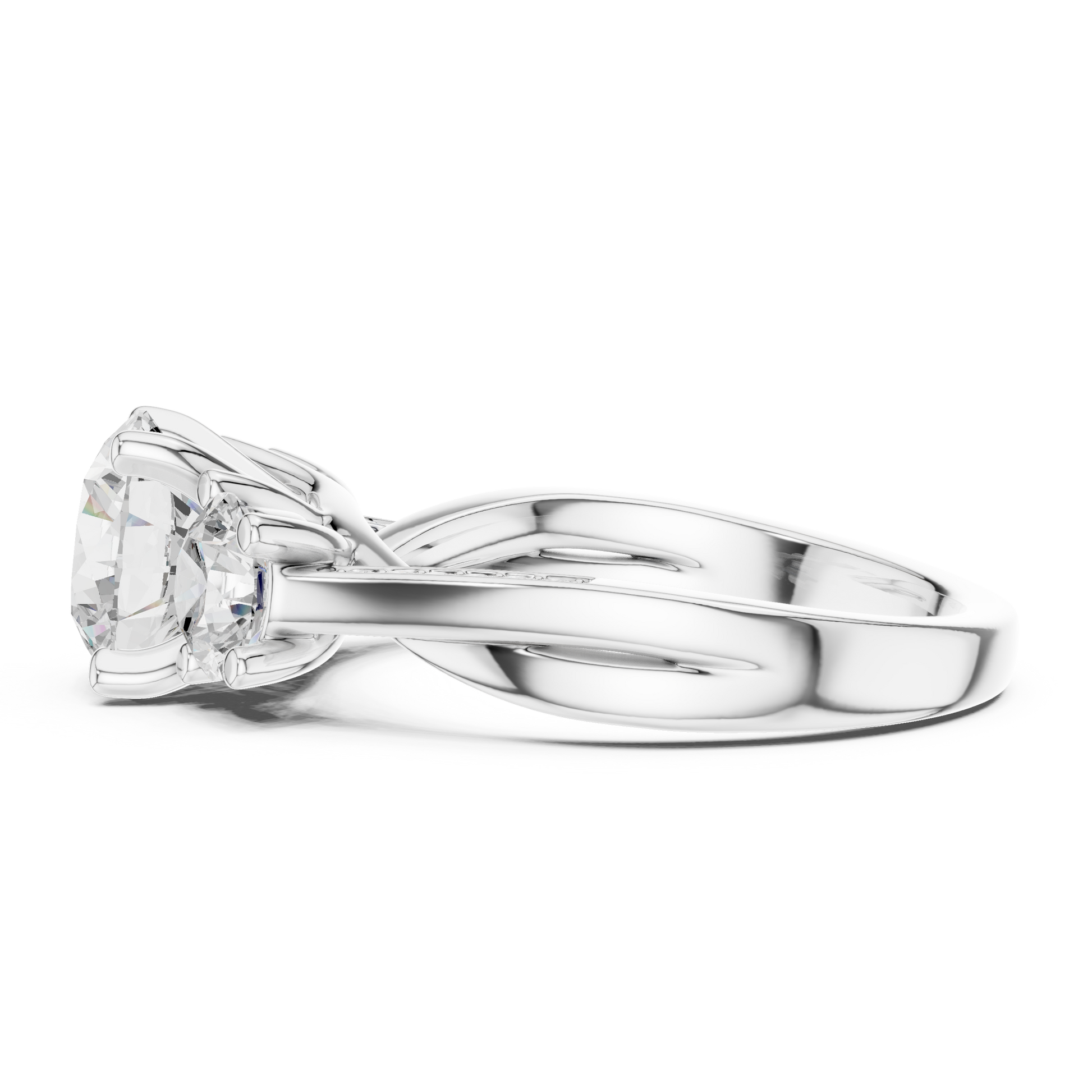 Round Three Stone Lab Grown Diamond Ring