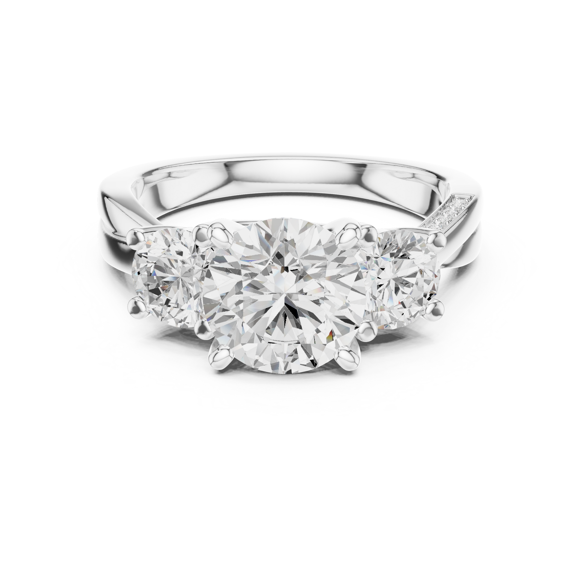 Round Three Stone Lab Grown Diamond Ring