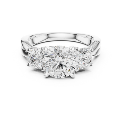Round Three Stone Lab Grown Diamond Ring