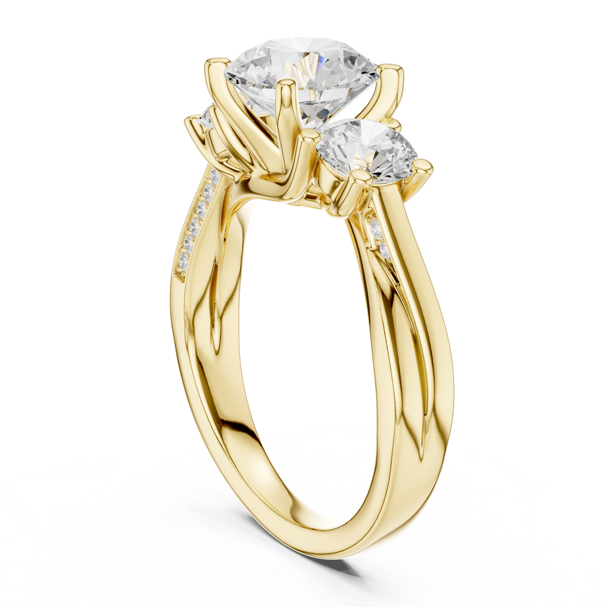Round Three Stone Lab Grown Diamond Ring