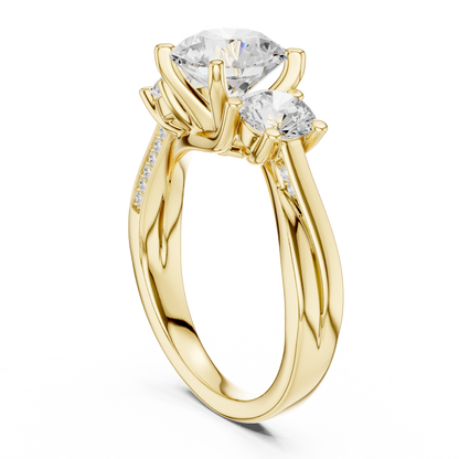 Round Three Stone Lab Grown Diamond Ring