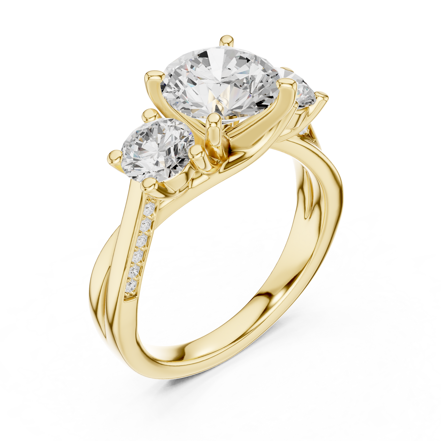 Round Three Stone Lab Grown Diamond Ring