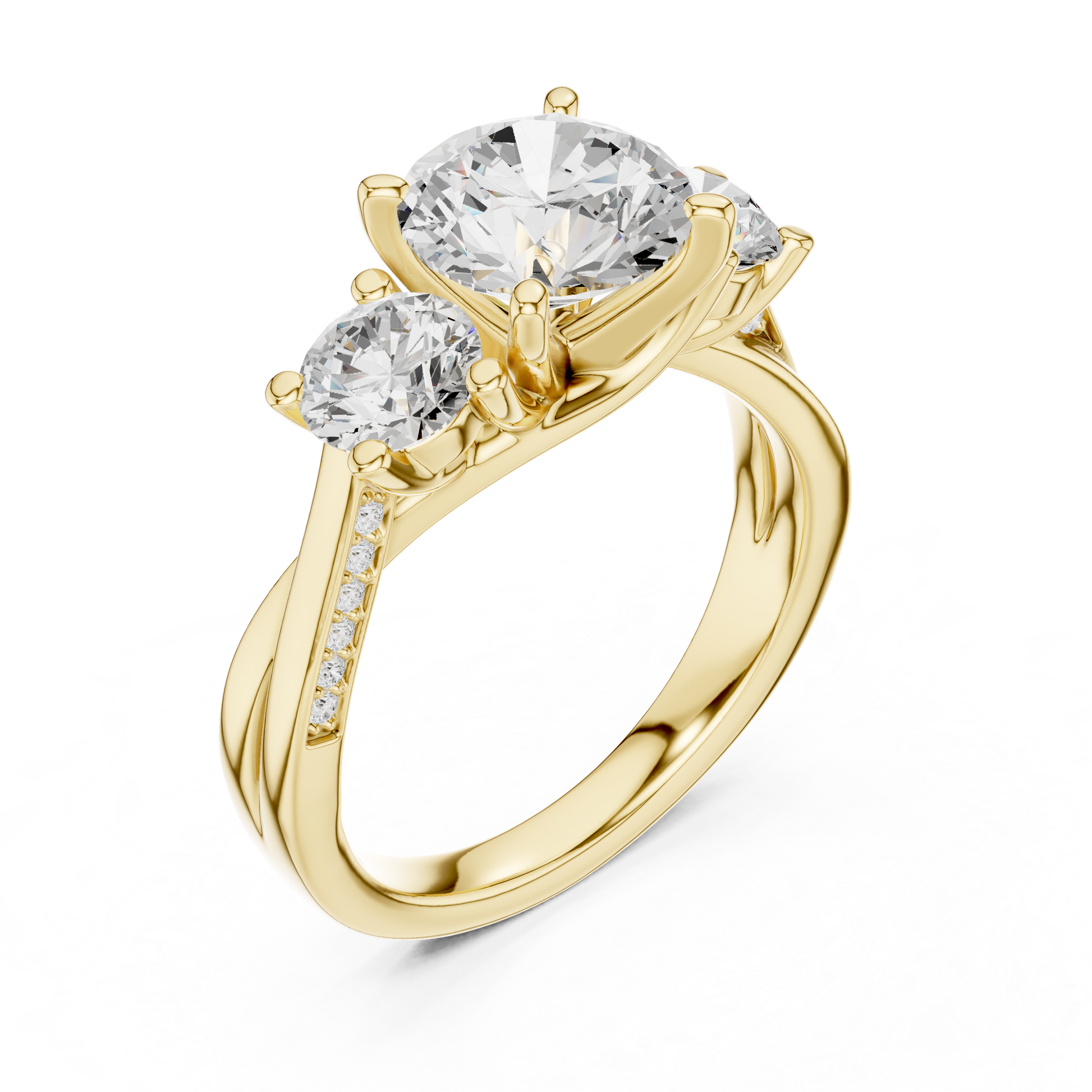 Round Three Stone Lab Grown Diamond Ring