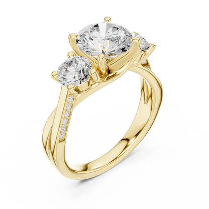 Round Three Stone Lab Grown Diamond Ring