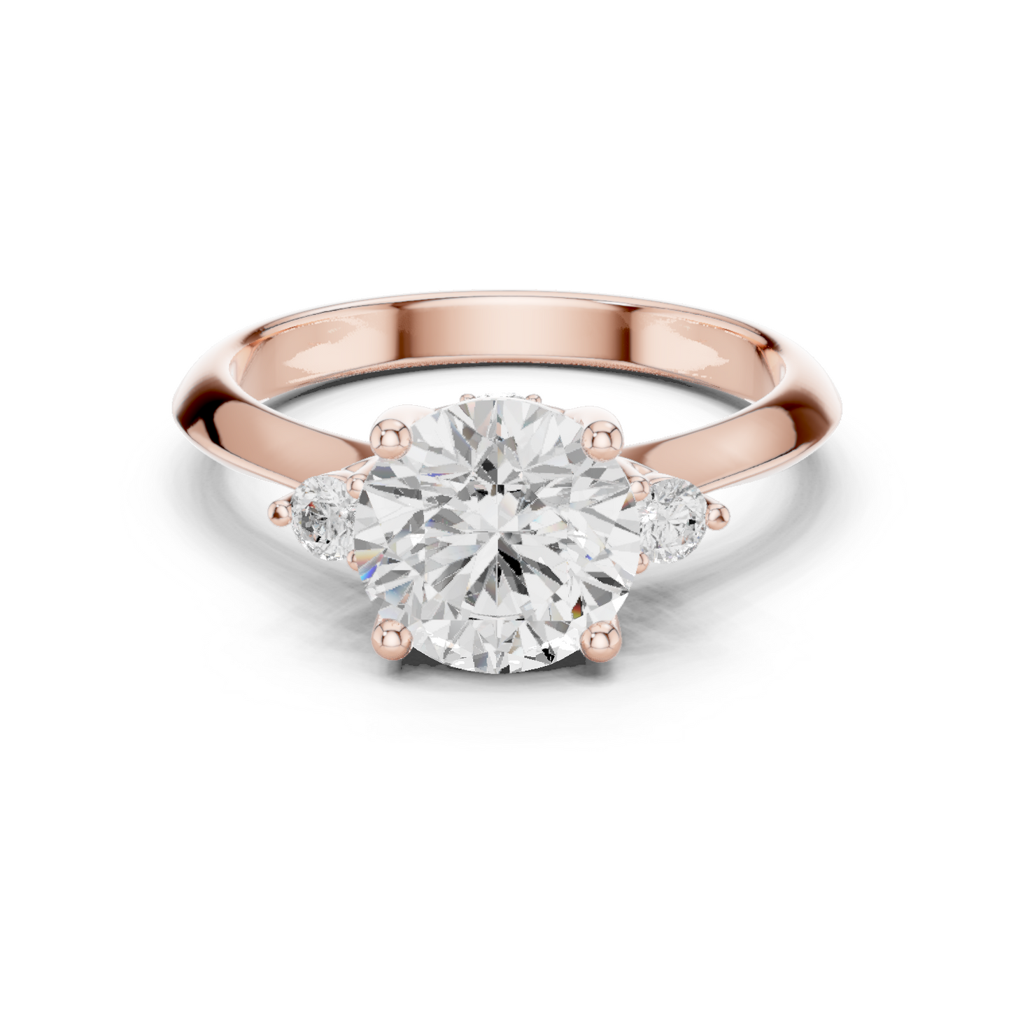 Round Side Stone Lab Grown Diamond Ring