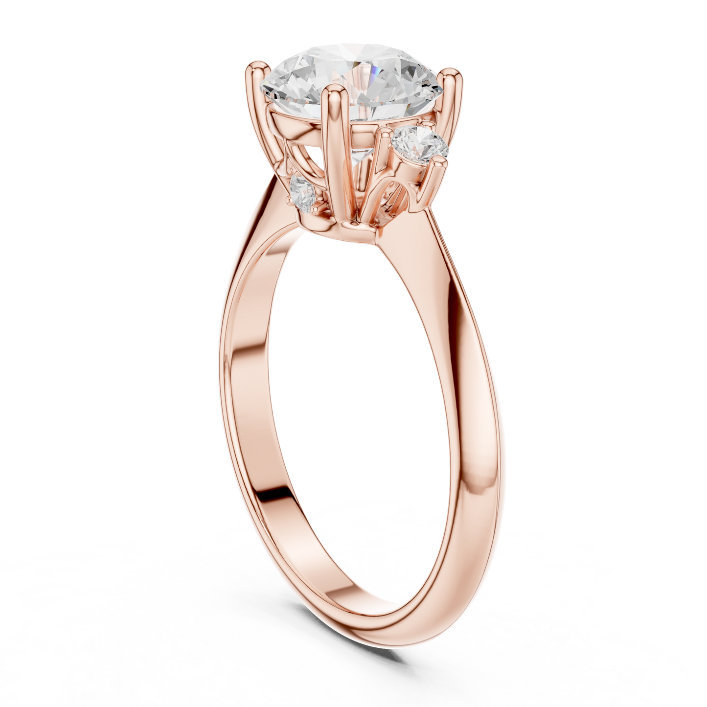 Round Side Stone Lab Grown Diamond Ring