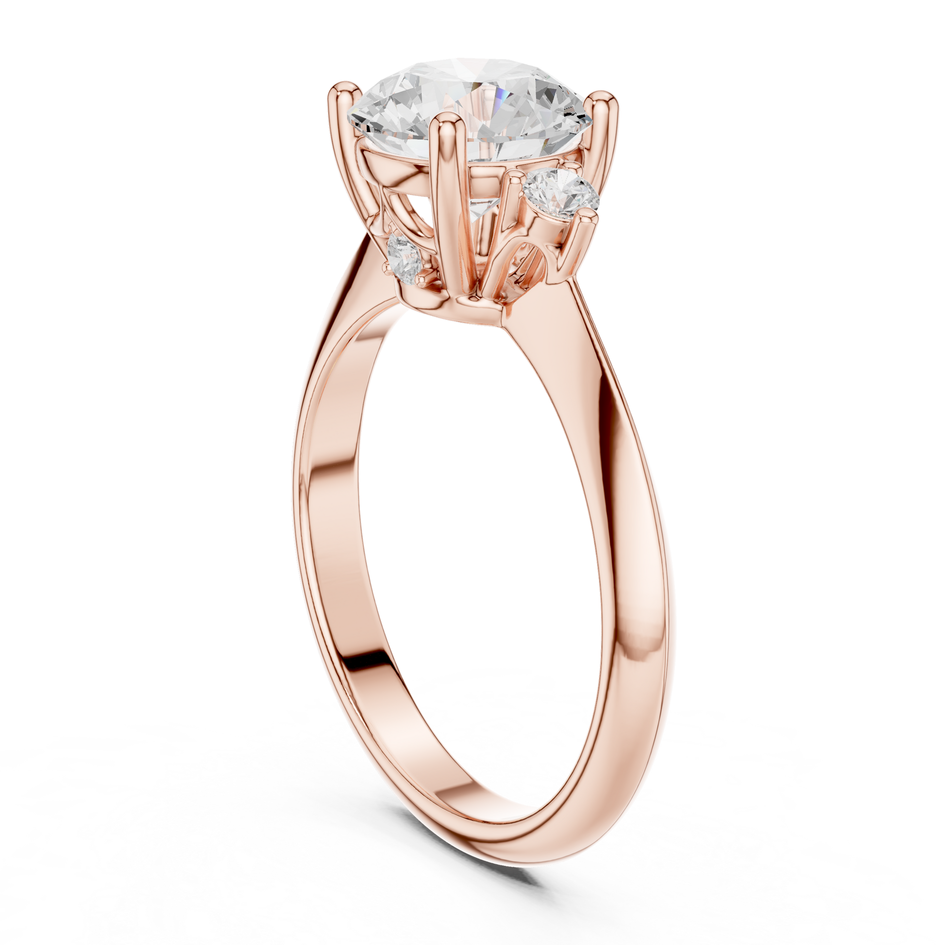 Round Side Stone Lab Grown Diamond Ring