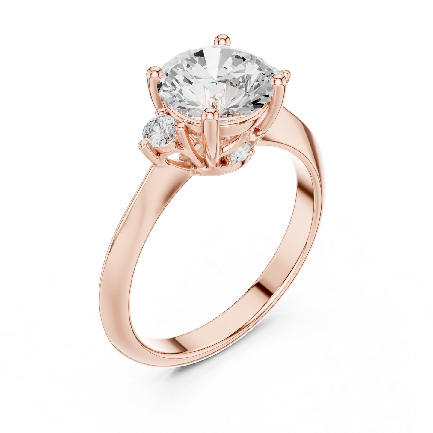 Round Side Stone Lab Grown Diamond Ring