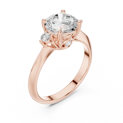 Round Side Stone Lab Grown Diamond Ring