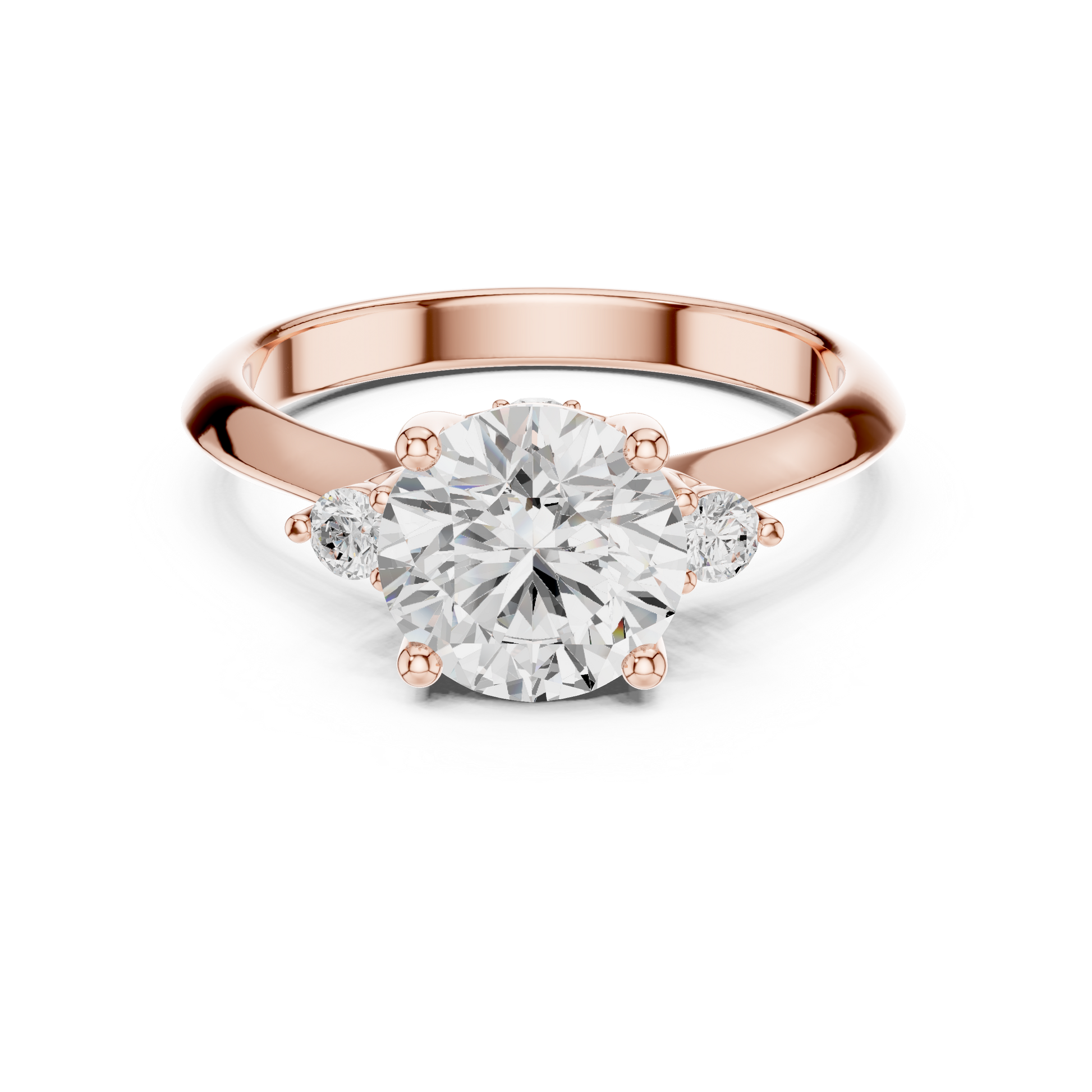 Round Side Stone Lab Grown Diamond Ring