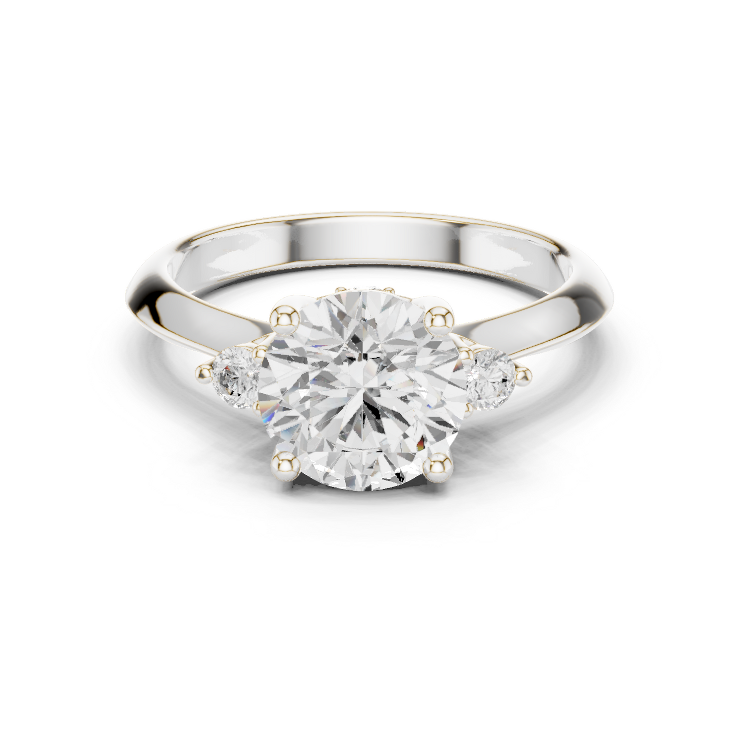Round Side Stone Lab Grown Diamond Ring