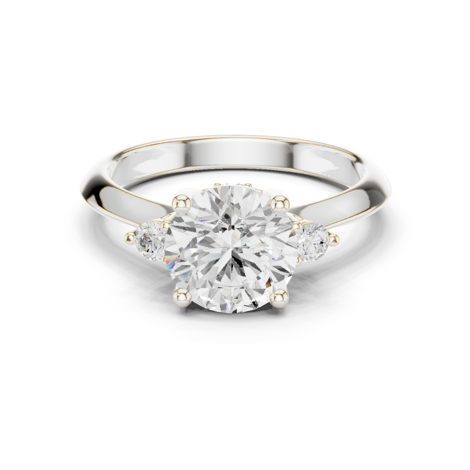 Round Side Stone Lab Grown Diamond Ring
