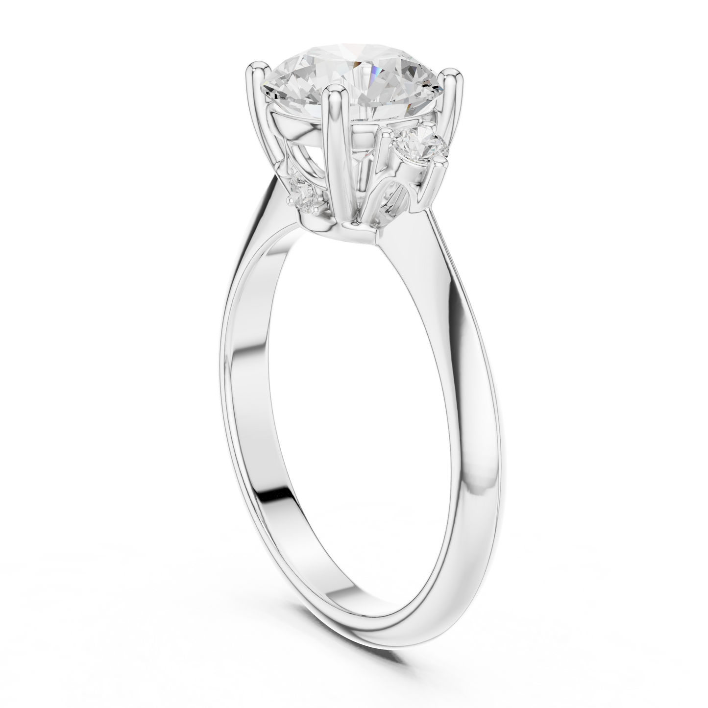 Round Side Stone Lab Grown Diamond Ring