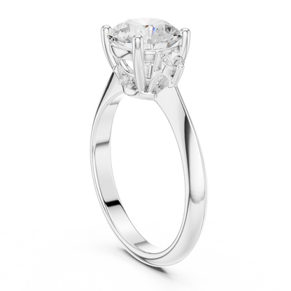 Round Side Stone Lab Grown Diamond Ring