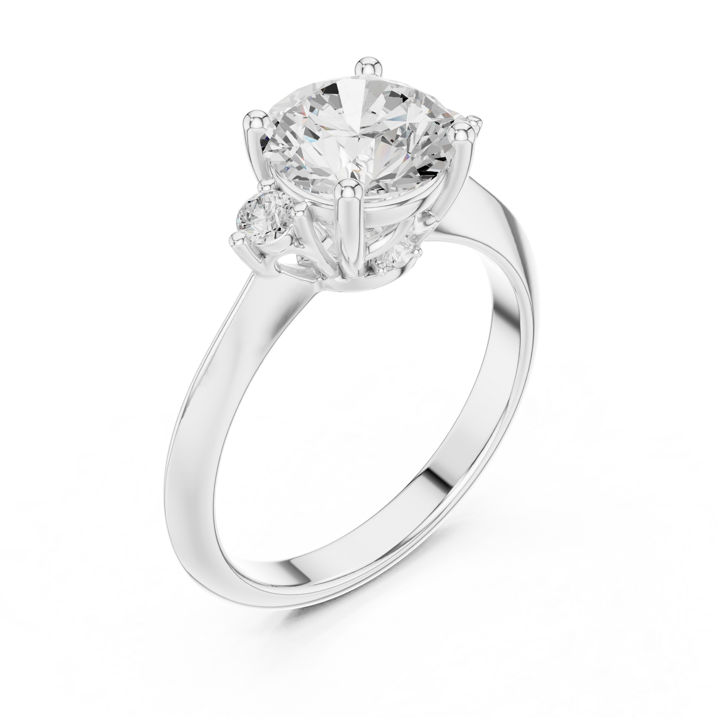 Round Side Stone Lab Grown Diamond Ring