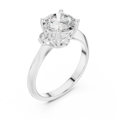 Round Side Stone Lab Grown Diamond Ring