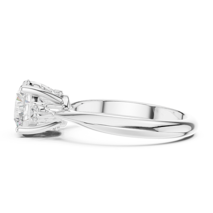Round Side Stone Lab Grown Diamond Ring