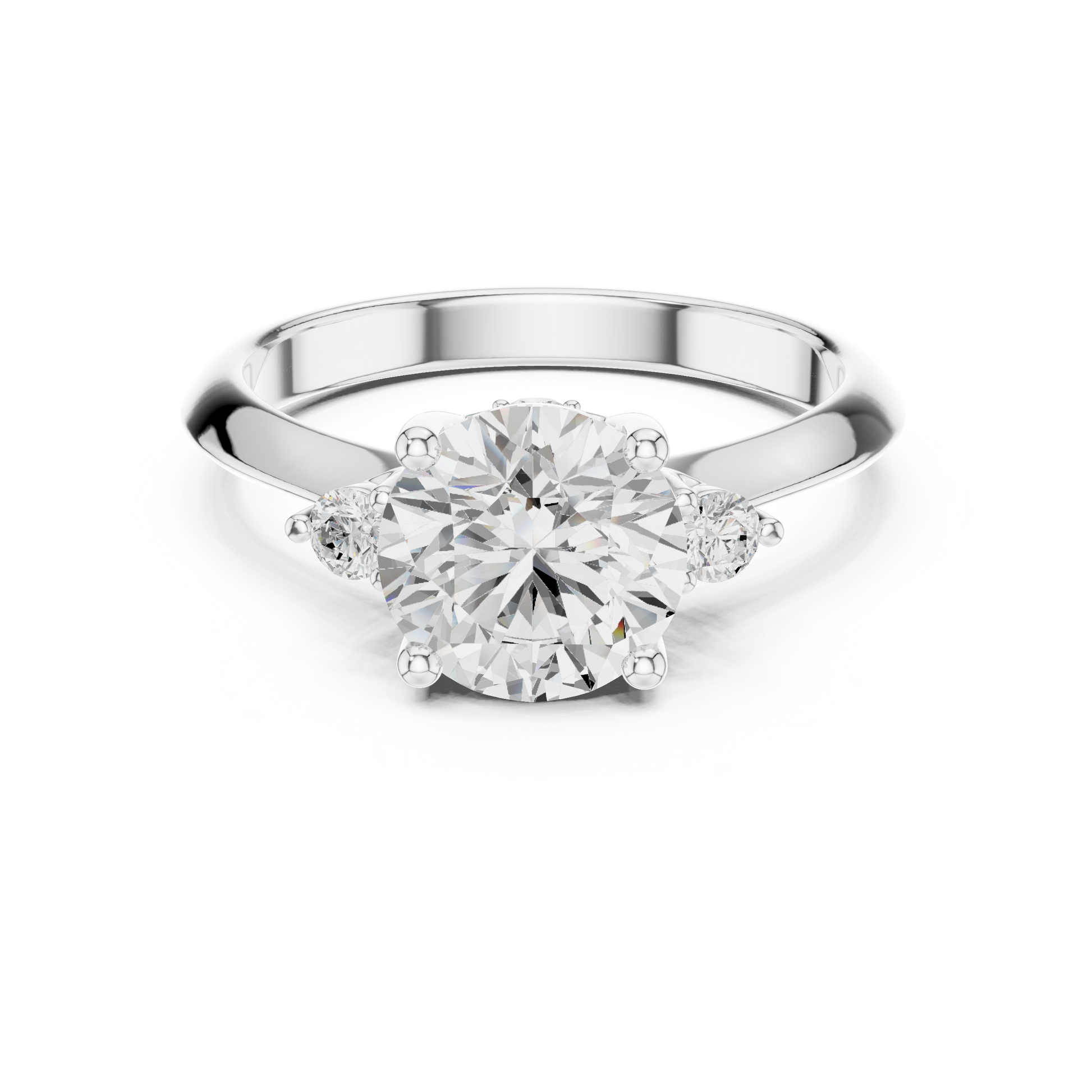 Round Side Stone Lab Grown Diamond Ring
