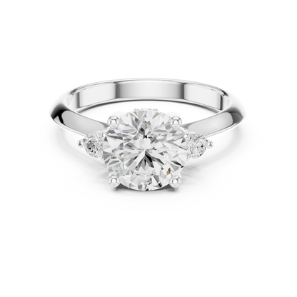 Round Side Stone Lab Grown Diamond Ring