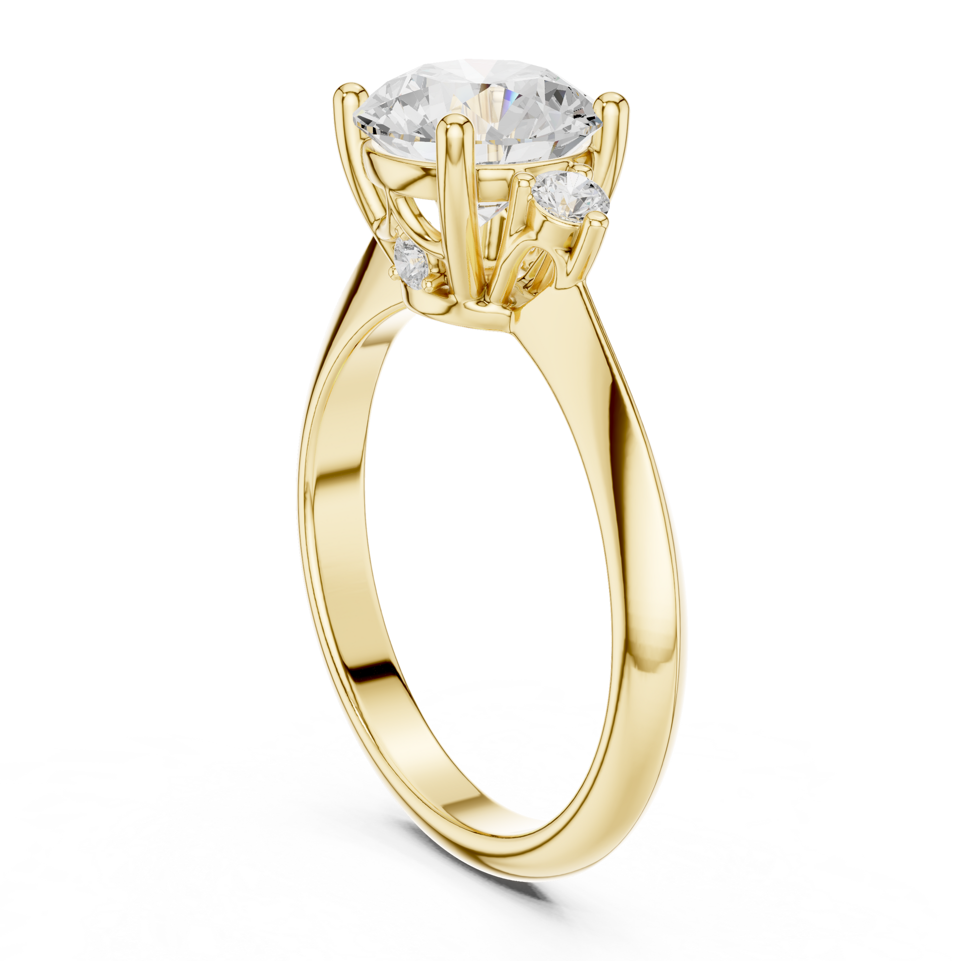 Round Side Stone Lab Grown Diamond Ring
