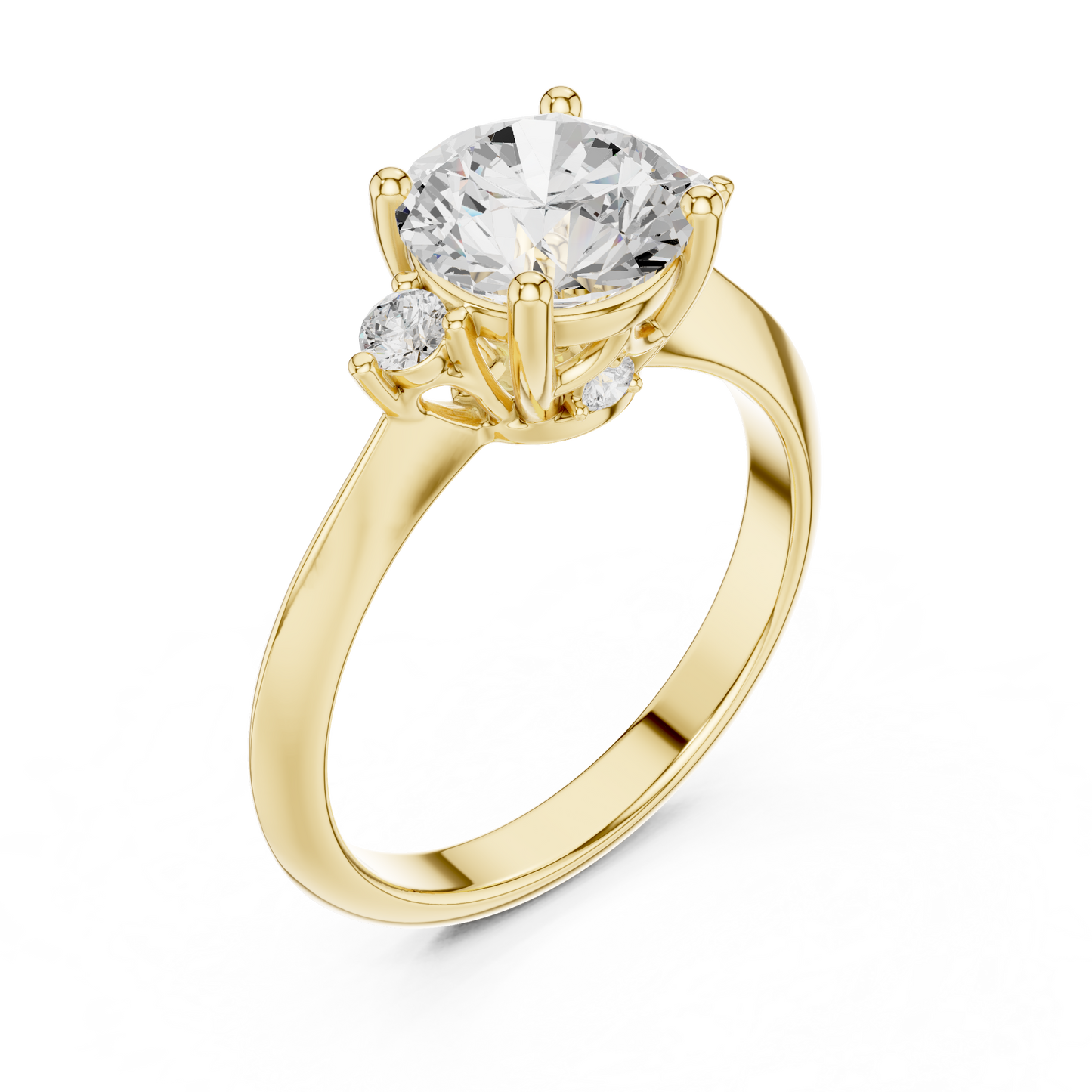 Round Side Stone Lab Grown Diamond Ring